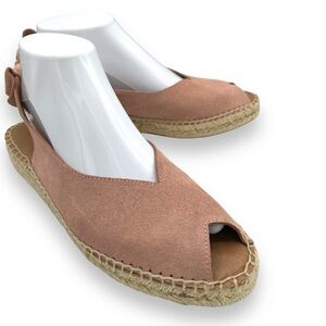 4 for $40 SALE! Picon Suede Peep Toe Bow Back Espadrilles Sandals, Blush, 9